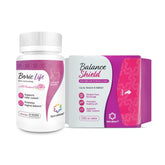 NutraBlast boric acid vaginal suppositories packaging signals daily balance support.
