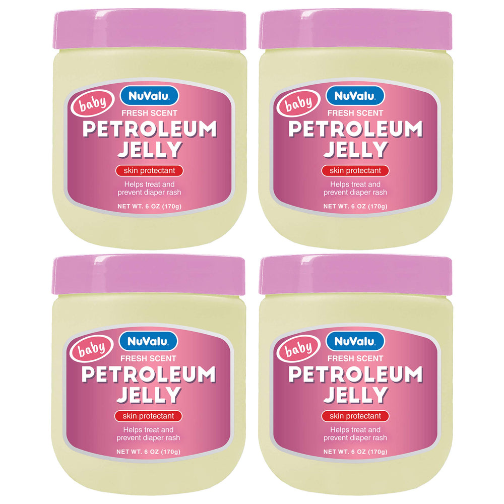 NuValu Petroleum Jelly 6 oz baby pink jar highlights skin protection and moisture.