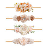 NUWAJP baby flower headband set in pink for newborn photos