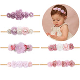 NUWAJP flower headband in soft nylon for newborn comfort and daily wear.