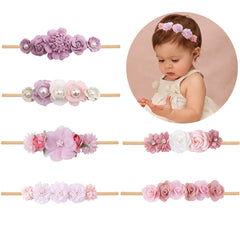 NUWAJP flower headband in soft nylon for newborn comfort and daily wear.