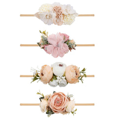 NUWAJP flower headbands 4-pack in bright colors for everyday outfits.