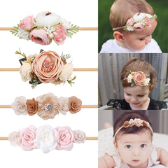 NUWAJP nylon headbands blue pattern – gentle on delicate hair, fits newborns to toddlers.