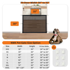 NWK Magic Dog Gate with six hooks for a strong claw resistant enclosure