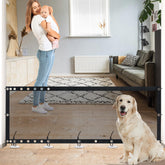 NWK Magic Dog Gate on stairs with sturdy mesh for safe play
