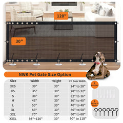 NWK Magic Dog Gate showing adjustable width for large openings