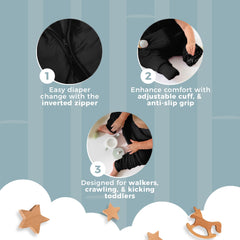Nyte Nyte Baby inverted zipper facilitates easy diaper changes