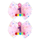 NYTGAH pink confetti birthday bow adds festive sparkle to baby hair.