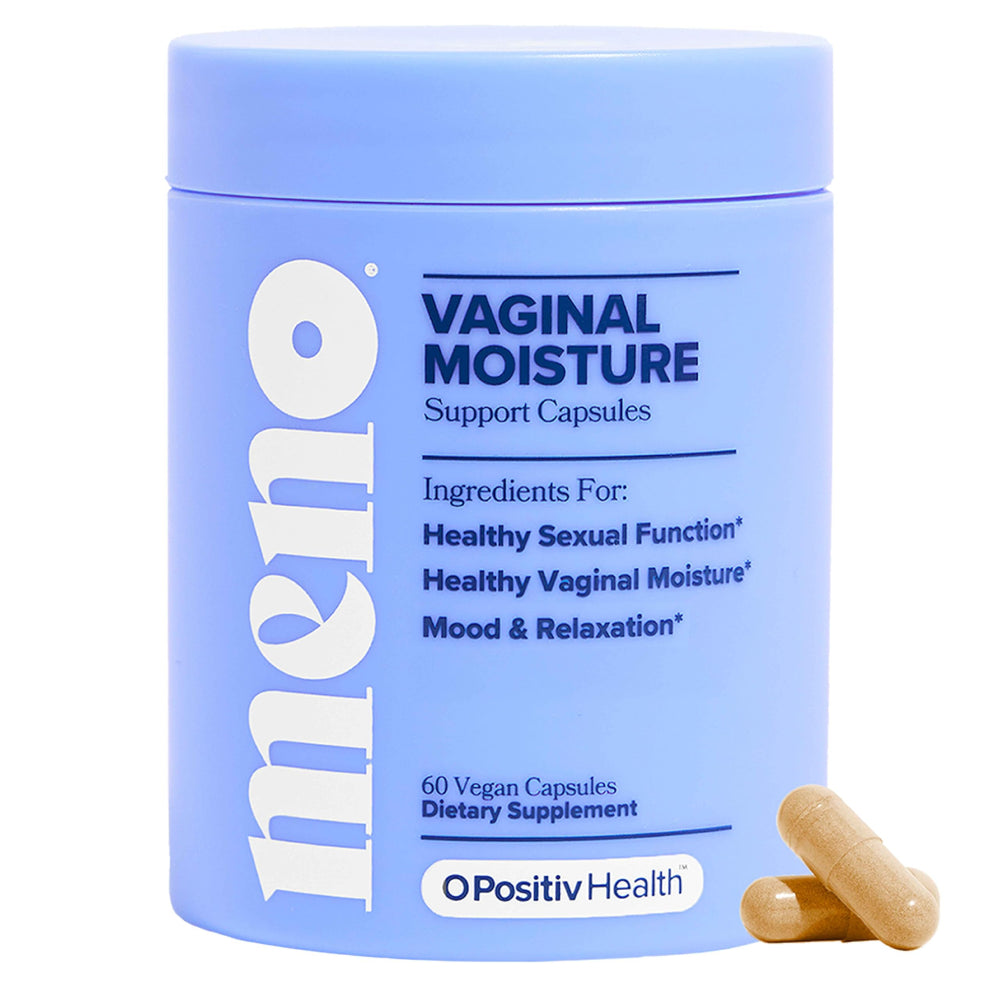 O Positiv MENO bottle pours for easy daily intake and routine use.