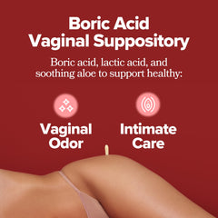 O Positiv URO boric acid vaginal suppository 12-count pack highlights convenient daily use.
