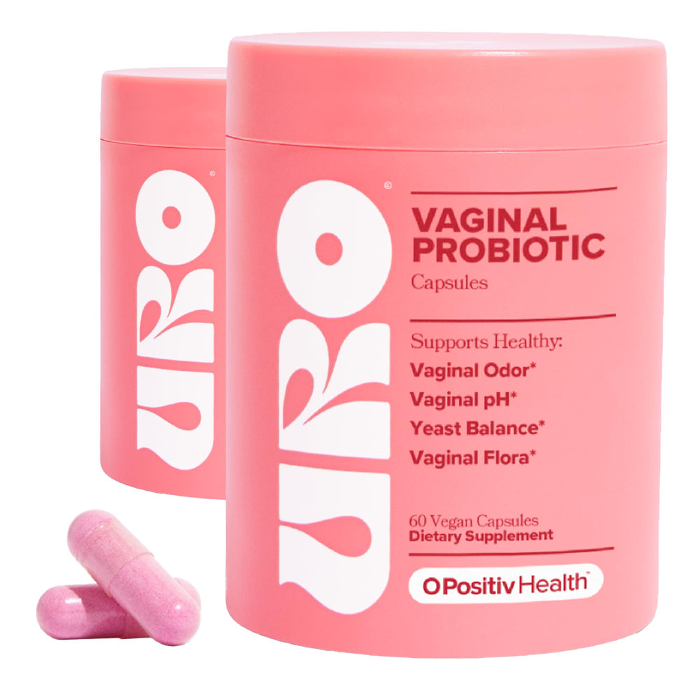 O Positiv URO bottle and capsules for daily vaginal health support.