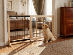 Oapety adjustable-width gate set for doorways and hallways.