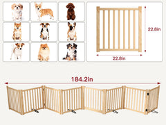 Oapety Wood Dog Gate with Pass-Through Door for easy access