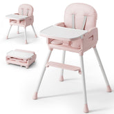 Obee Odee 3-in-1 pink high chair front view for comfortable mealtimes.
