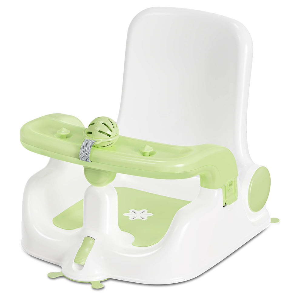 Obee Odee baby bath seat in sitting mode providing secure, hands-free bath time.