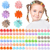 obeoby 128-pack small flower hair clips in a colorful array for versatile styling
