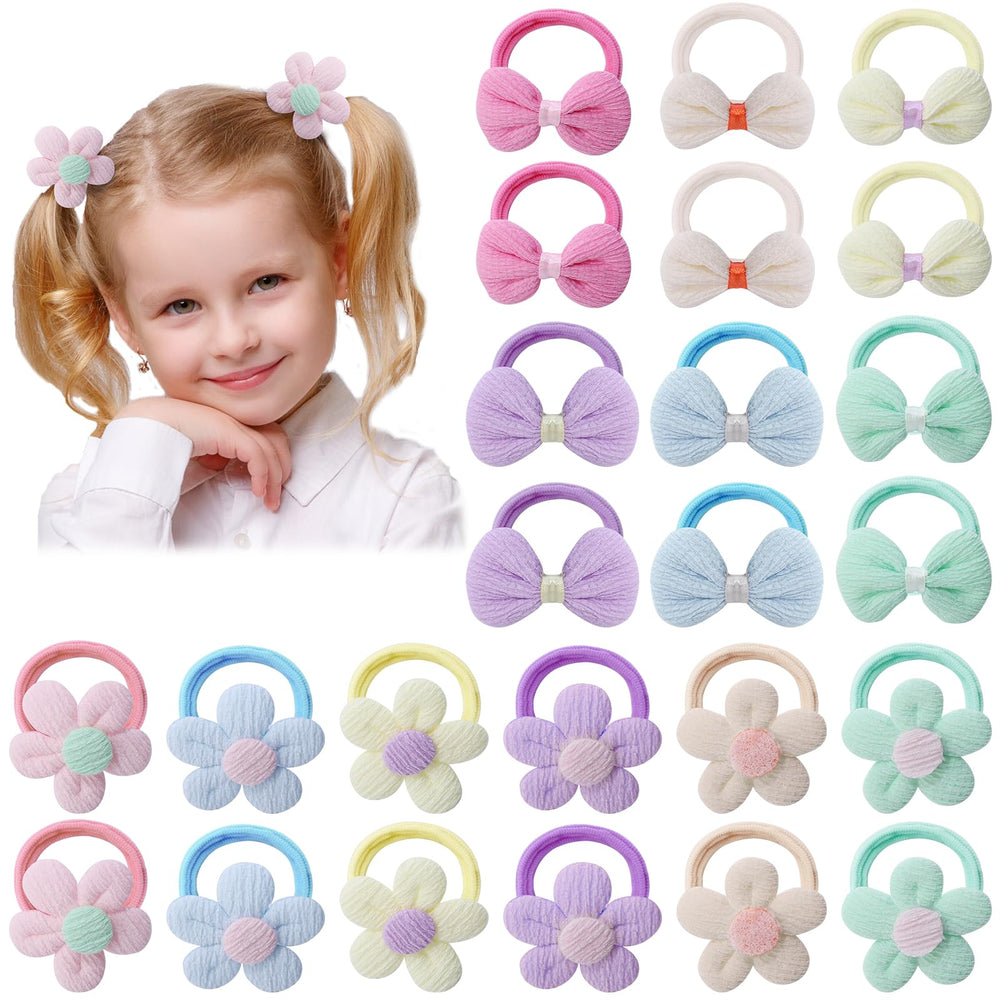 obeoby toddler hair ties in flower bow box for organized storage and styling
