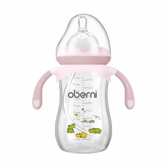 Oberni baby bottle with anti-colic nipple to reduce air intake during feeds
