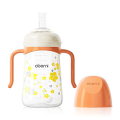 Oberni Baby Sippy Cup 240ml with leak-proof spout in orange for mess-free meals.