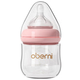 Oberni glass baby bottle with anti-colic nipple for calmer feeds.