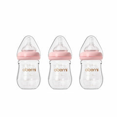 Oberni glass baby bottle with anti-colic system for calmer feeds