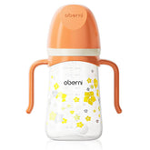 Oberni Toddler Sippy Cup 10oz with orange cap enables spill-free drinking.