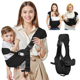 Oblitor baby carrier with adjustable shoulder straps supports growing babies on the go