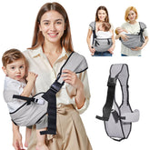 Oblitor baby carrier with adjustable-shoulder-straps supports growing babies