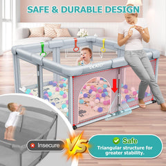 OCATO playpen bottom triangle base adds stability on different floors.