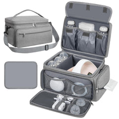 OCKLILY breast pump bag with S1/S2 and bottles organized for travel.