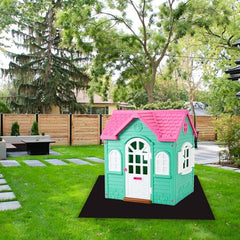 OCMML Outdoor Playhouse Mat under a playhouse protects kids from dirt