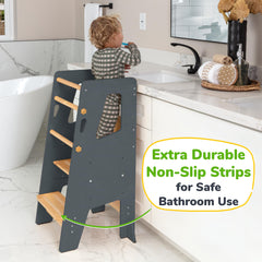OCODILE Toddler Kitchen Stool Safety Bars showing removable protection for young climbers