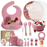 O'doe 17-piece feeding set with suction plate helps keep meals tidy for self-feeding.