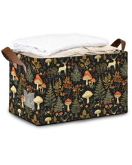 Oeaskly forest mushroom storage bin with handles keeps items organized and accessible.