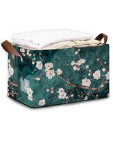 Oeaskly Plum Blossom storage bin with handles for easy transport and organized shelves.