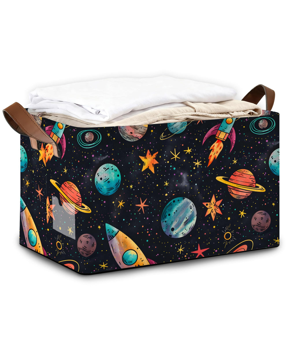 Oeaskly Space Planet bin with handles for easy transport in nursery