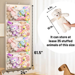 Ofiray-home door-hanging storage for nursery keeps plush toys within reach and saves floor space.