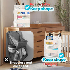 Ofiray-home two-tier diaper caddy with mesh pockets for visible essentials.