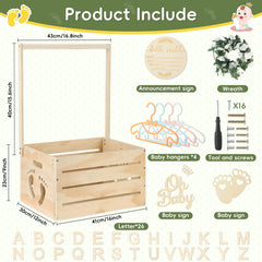 OFUSUY customizable baby shower basket with handle and garland for personalized decor