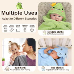OFUSUY blue elephant hooded towel, playful design and warm wrap after bath