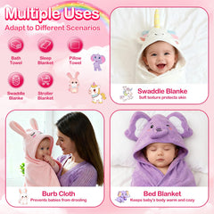 OFUSUY purple elephant hooded towel keeps toddlers warm after baths.