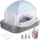 OGERY inflatable toddler bed with cordless pump enables quick setup and secure sleep.