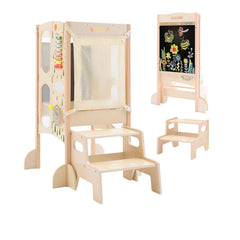 OgiOgi toddler kitchen step stool folded flat for compact storage.
