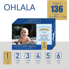 OHLALA Luxury Diapers Size 1 breathable 3D fabric close-up promoting comfort and dryness.