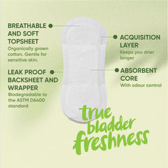 Oi Organic Initiative liner packaging demonstrates biodegradability and eco-friendly materials in use.