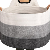 OIAHOMY 105L blanket basket front view showing large capacity for blankets