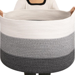 OIAHOMY 105L blanket basket front view showing large capacity for blankets