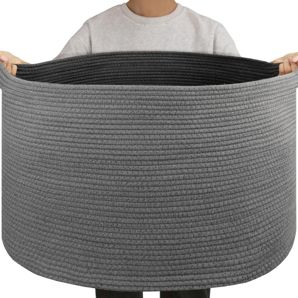 OIAHOMY 105L blanket basket front view for easy living room storage