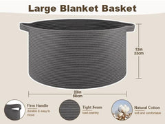 OIAHOMY 105L blanket basket rope texture close-up highlights sturdy woven design