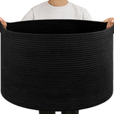 OIAHOMY 105L blanket basket in living room with soft rope and spacious storage